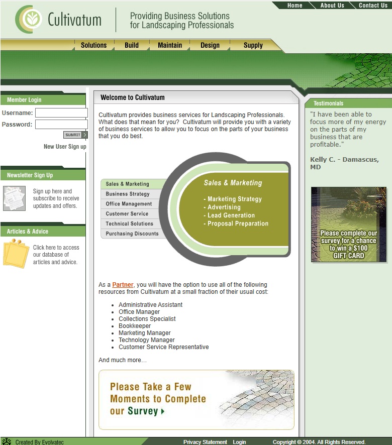 Cultivatum website circa 2004